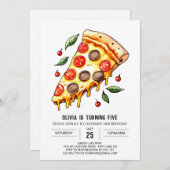 Kinder Käse Pizza Geburtstag Einladung (Vorne/Hinten)