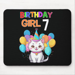 Kinder Katze Geburtstag 7 Geburtstagsparty Girls 7 Mousepad