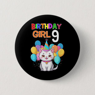 Kinder Katze Geburtstag 9 Geburtstagsparty Girls 9 Button