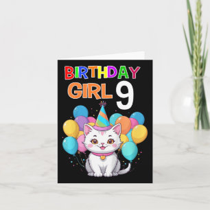 Kinder Katze Geburtstag 9 Geburtstagsparty Girls 9 Karte