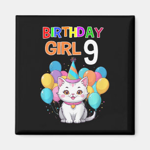 Kinder Katze Geburtstag 9 Geburtstagsparty Girls 9 Magnet