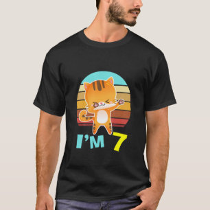 Kinder Katze Geburtstagskind Mädchen 7 Geburtstags T-Shirt