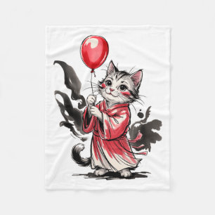 Kinder Katzen Malerei Kunst Ballon Künstler Fortun Fleecedecke