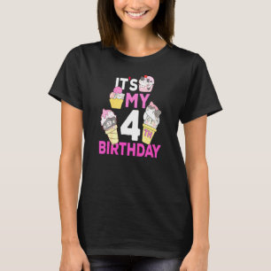 Kinder Katzeneis Creme mein 4. Geburtstag 4 Jahre T-Shirt