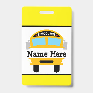 Kinder kehren zur Schule Bus Namensschild personal Ausweis