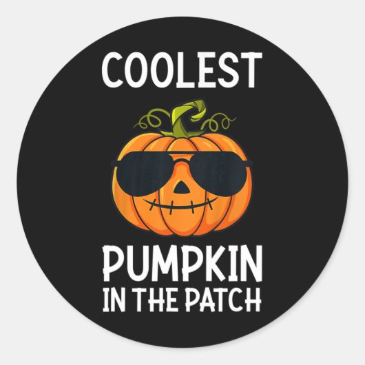Kinder Kids Cooler Kürbis im Patchkinderjungen Runder Aufkleber (Vorderseite)