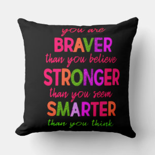 Kinder Kids Inspirational Throw Pillow - Braver St Kissen