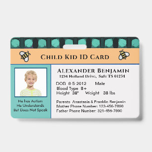 Kinder-Kind-ID-Identifikations-Personalisierungska Ausweis