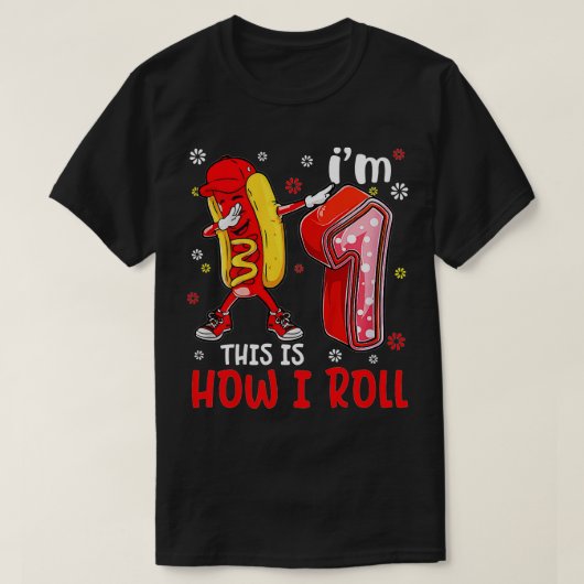 Kinder Kind Kind 1 Jahr alt Dabbing Hot Dog Geburt T-Shirt (Design vorne)