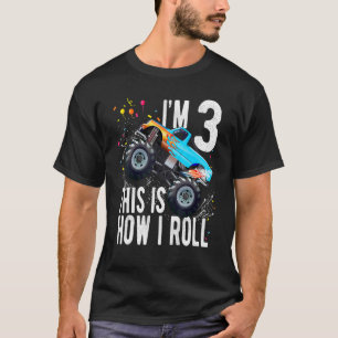 Kinder Kinder 3 Jahre alt 3 Geburtstag Junge Monst T-Shirt