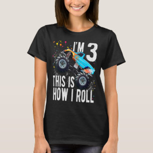Kinder Kinder 3 Jahre alt 3 Geburtstag Junge Monst T-Shirt