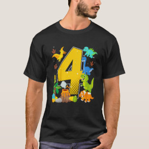 Kinder Kinder 4 Jahre Geburtstag 4 Jahre mit Dino  T-Shirt