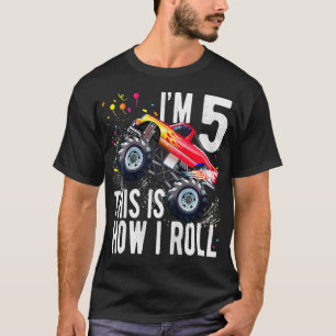 Kinder Kinder 5 Jahre alt 5. Geburtstag Junge Mon T-Shirt