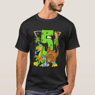 Kinder Kinder 5 Jahre Geburtstag 5 Jahre mit Dino  T-Shirt