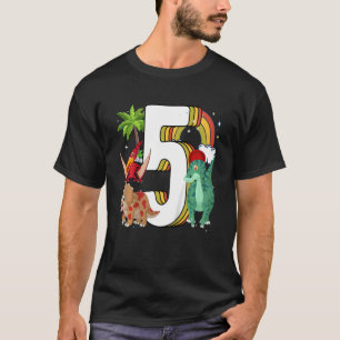 Kinder Kinder 5 Jahre Geburtstag 5 Jahre mit Dino  T-Shirt