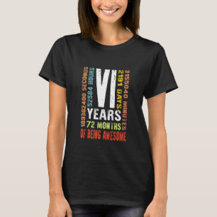 Kinder Kinder 6. Geburtstag 6 Jahre alt Vintager R T-Shirt