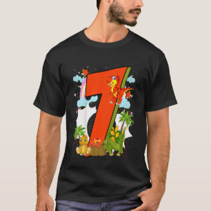 Kinder Kinder 7 Jahre Geburtstag 7 Jahre mit Dino  T-Shirt