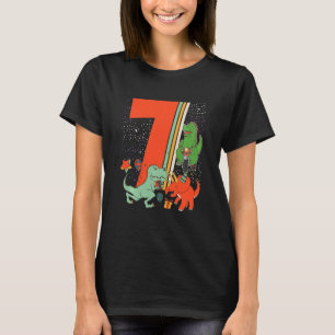 Kinder Kinder 7 Jahre Geburtstag 7 Jahre mit Dino T-Shirt