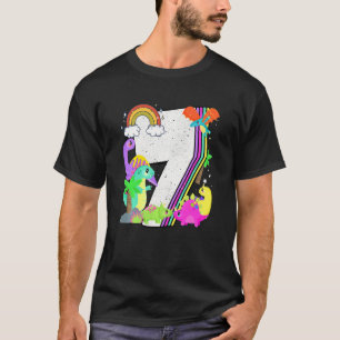 Kinder Kinder 7 Jahre Geburtstag 7 Jahre mit Dino T-Shirt