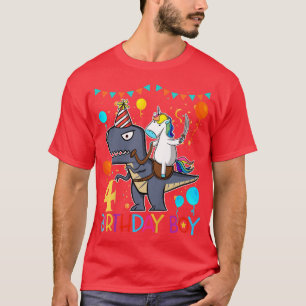 Kinder Kinder Einhorn Reiten Dinosaurier 4 Jahre a T-Shirt