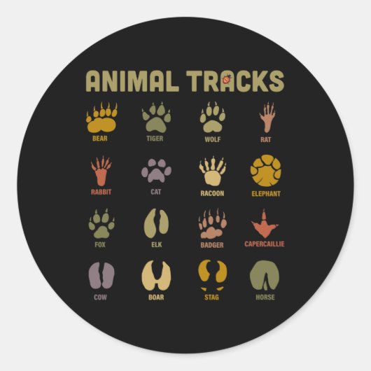 Kinder Kinder lernen wilde Tierspuren Runder Aufkleber (Vorderseite)