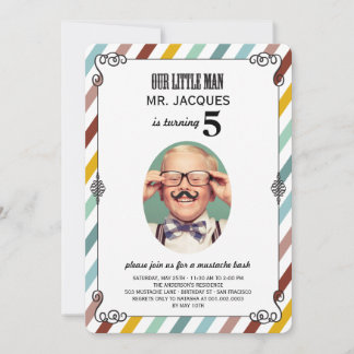 Kinder Kinder Mustache Geburtstagsparty Foto einla Einladung