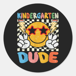 Kinder Kindergarten am ersten Tag zurück zum Kinde Runder Aufkleber