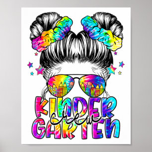 Kinder Kindergarten Crew Messy Bun Girl Ck zur Sch Poster