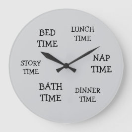 Kinder Kinderzimmer Tagesplan grau mit Text Große Wanduhr