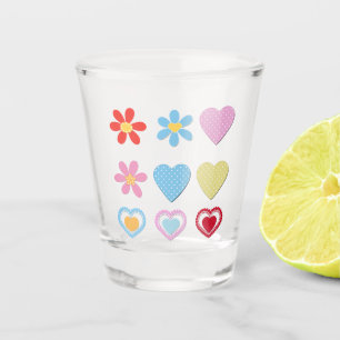 Kinder kindisch gestaltete Blume Herz Liebe niedli Schnapsglas
