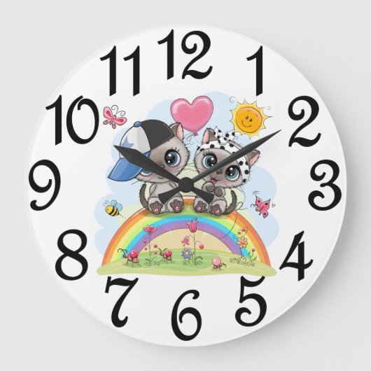 Kinder Kitten nummerierte Acrylmauer-Uhr Große Wanduhr (Vorderseite)