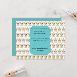 Kinder-Kitty-Einhorn-Geburtstags-Digital-Download Einladung