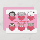 Kinder Klasse Valentine Tierherz Flachkarton (Vorne/Hinten)