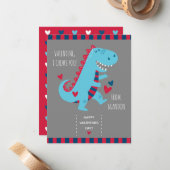 Kinder-Klassenzimmer Dinosaurier Valentines Mitteilungskarte (Vorderseite/Rückseite Beispiel)