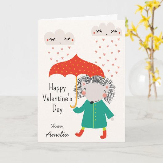 Kinder Klassenzimmer Süßer Igel Valentinstag Karte (Gelbe Blume)