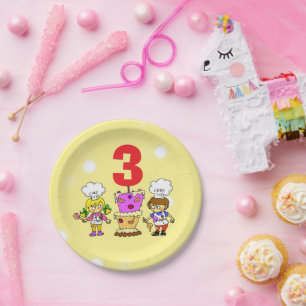 Kinder kleiner Koch 3. Geburtstag Torte Party Pappteller