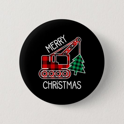 Kinder Kleinkind Weihnachtswagen Junge Xmas Bagger Button (Vorderseite)