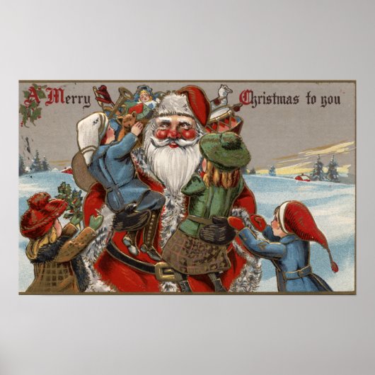 Kinder Klettern auf dem Weihnachtsmarkt Poster (Vorne)