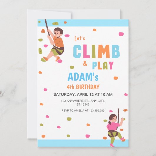 Kinder Klettern Geburtstagsparty Einladung (Vorderseite)