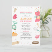 Kinder Kochen Geburtstag Einladung Küche Backen (Stehend Vorderseite)