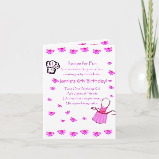 Kinder Kochen Party Einladung anpassen (Vorderseite)