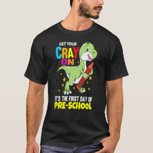 Kinder kriegen am ersten Tag nach Dinosaurier Dino T-Shirt
