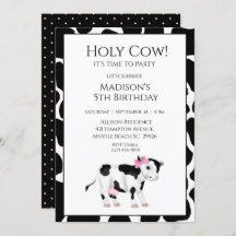 Kinder Kuh Print Girls Geburtstagsparty Einladung