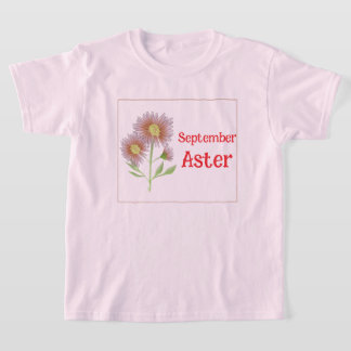 Kinder Kunst Aster Blume September Geburtstag T-Shirt