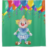 Kinder lächeln Clown auf grünem Duschvorhang (Vorderseite)