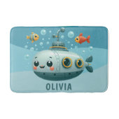 Kinder lächeln Niedliches U-Boot mit Fisch und Bla Badematte (Vorderseite)
