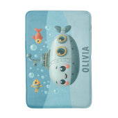 Kinder lächeln Niedliches U-Boot mit Fisch und Bla Badematte (Vorderseite Vertikal)