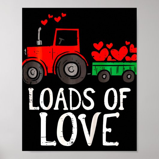 Kinder Ladung Liebe Traktor Niedlicher Valentinsta Poster (Vorne)