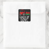 Kinder Ladung Liebe Traktor Niedlicher Valentinsta Quadratischer Aufkleber (Tasche)