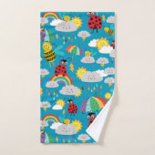 Kinder Ladybug Bumblebee Rainbows Personalisiert Badhandtuch Set (Handtuch)